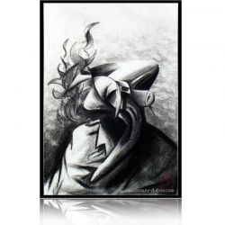 Charcoal on paper Smoke man