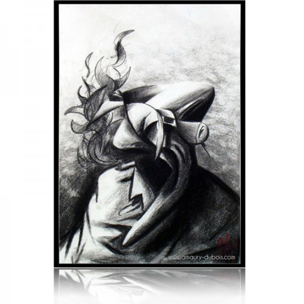 Charcoal on paper Smoke man