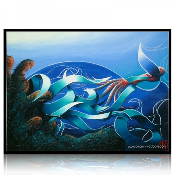 Figurative painting Octopus hunting