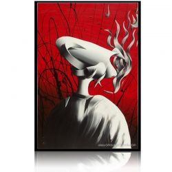 Peinture dripping, peinture abstraite &agrave; l'huile sur toile "Smoke man 2"