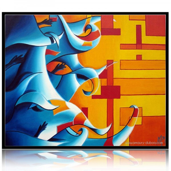 Peinture g&eacute;om&eacute;trique "Arm&eacute;e des songes et monotonie"