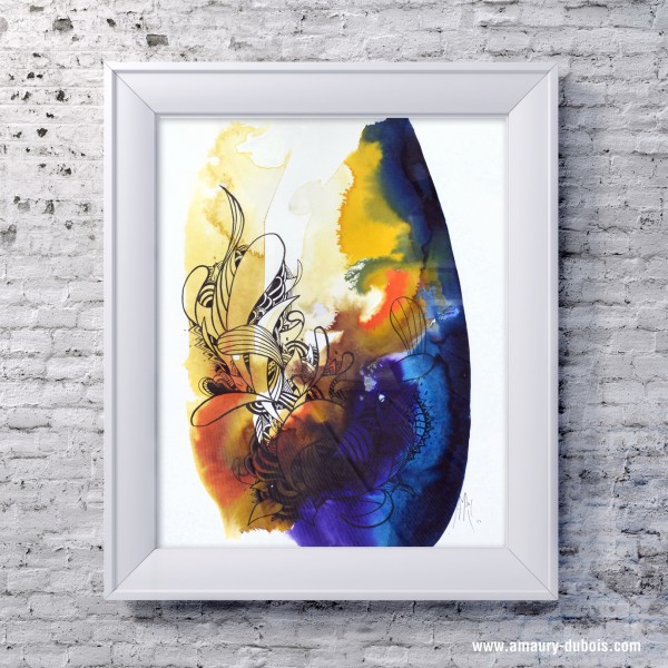 Encre sur papier contemporaine - I come from the water  5