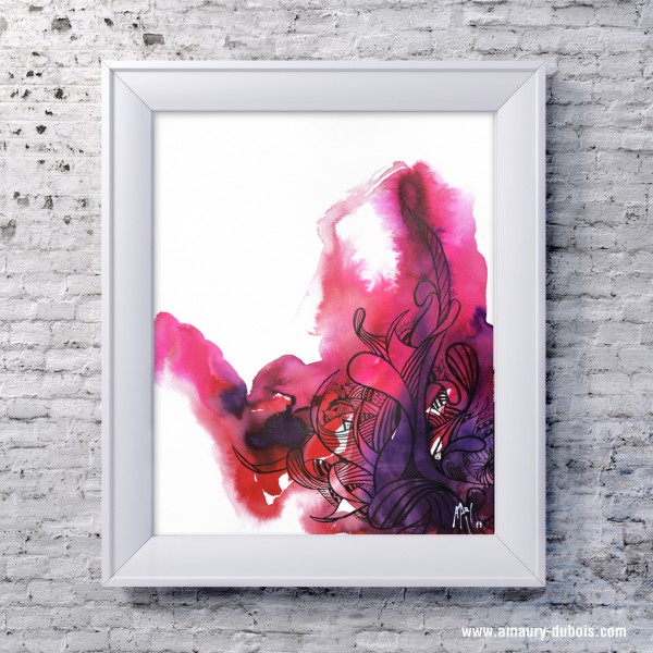 Encre sur papier contemporaine - I come from the water 4