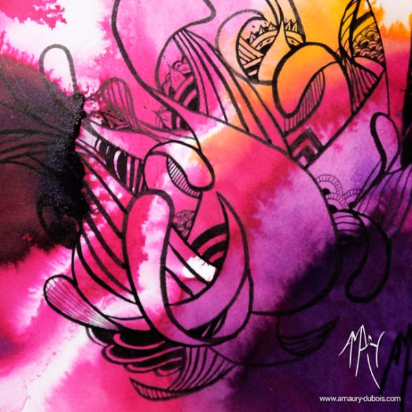 Encre sur papier contemporaine - I come from the water  3