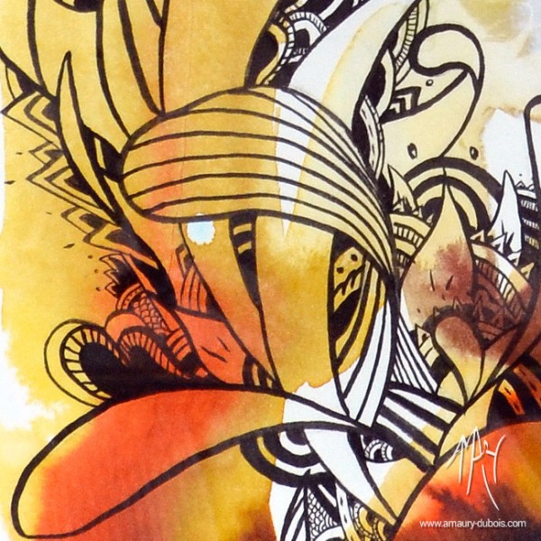 Encre sur papier contemporaine - I come from the water  5