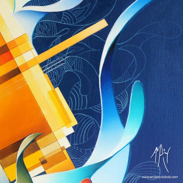 Tableau abstrait bleu Out the blue