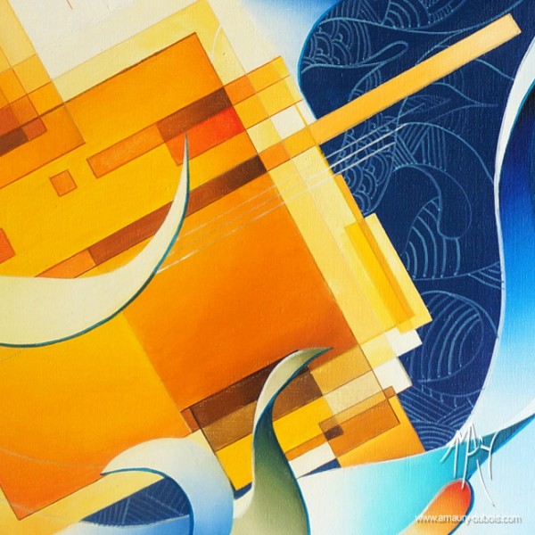 Tableau abstrait bleu Out the blue