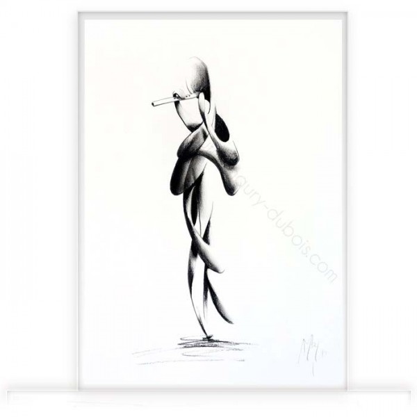 Charcoal on paper "the flute player"