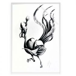 Charcoal on paper "Rooster"
